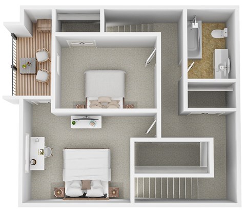 Floor plan for 2 beds, 2 baths, 1460 sqft